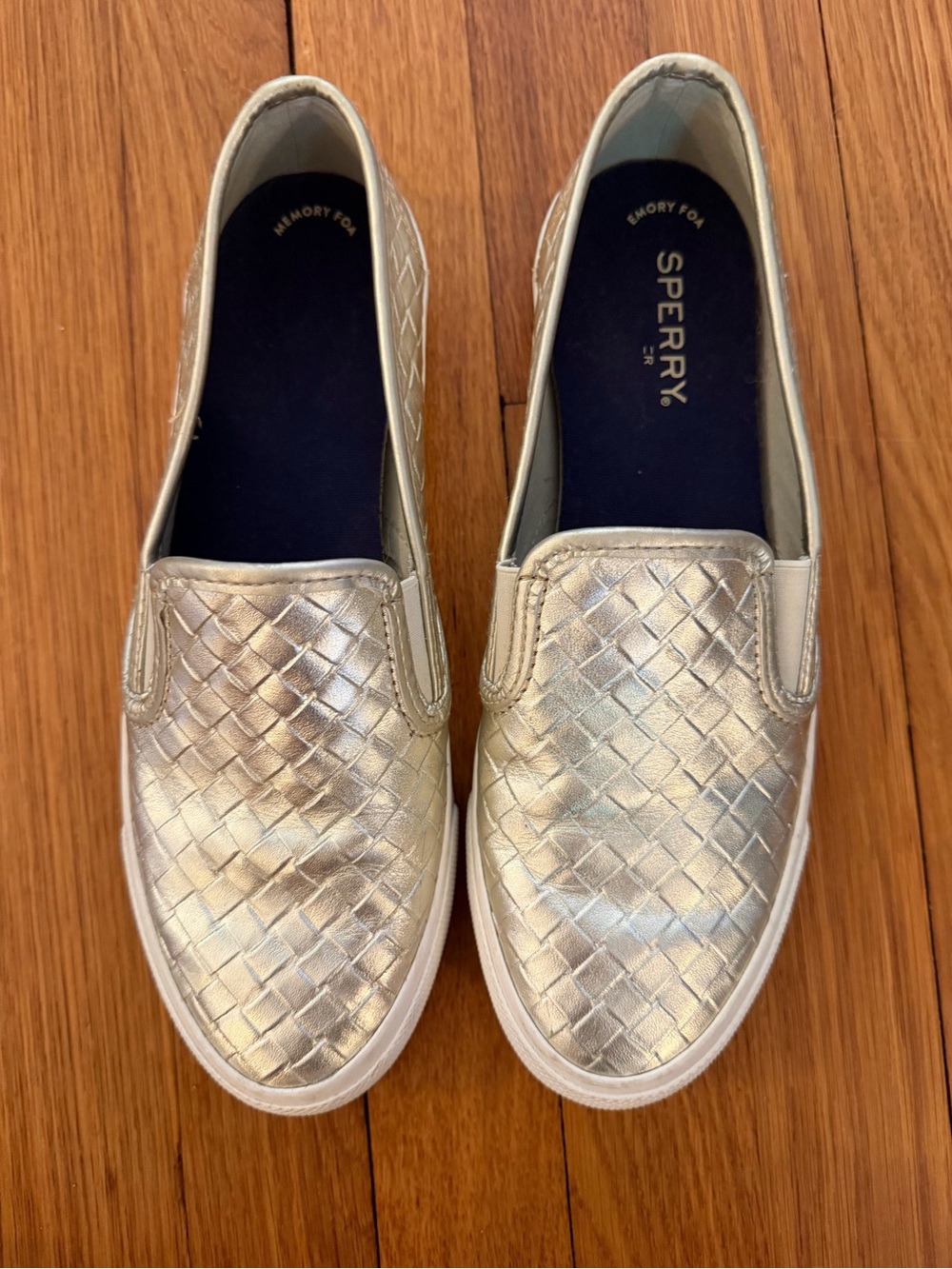 Sperry Metallic Woven Slip-On Shoes - Silver